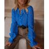 imagePRETTYGARDEN Womens Dressy Casual Lace Blouse Long Sleeve Button Up Shirts Tops Fall Fashion ClothesBlue