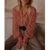 imagePRETTYGARDEN Womens Dressy Casual Lace Blouse Long Sleeve Button Up Shirts Tops Fall Fashion ClothesBrick Red