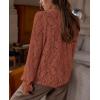 imagePRETTYGARDEN Womens Dressy Casual Lace Blouse Long Sleeve Button Up Shirts Tops Fall Fashion ClothesBrick Red