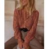 imagePRETTYGARDEN Womens Dressy Casual Lace Blouse Long Sleeve Button Up Shirts Tops Fall Fashion ClothesBrick Red