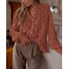 imagePRETTYGARDEN Womens Dressy Casual Lace Blouse Long Sleeve Button Up Shirts Tops Fall Fashion ClothesBrick Red