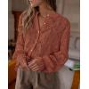 imagePRETTYGARDEN Womens Dressy Casual Lace Blouse Long Sleeve Button Up Shirts Tops Fall Fashion ClothesBrick Red