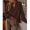 imagePRETTYGARDEN Womens Dressy Casual Lace Blouse Long Sleeve Button Up Shirts Tops Fall Fashion ClothesCoffee