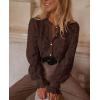 imagePRETTYGARDEN Womens Dressy Casual Lace Blouse Long Sleeve Button Up Shirts Tops Fall Fashion ClothesCoffee