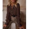 imagePRETTYGARDEN Womens Dressy Casual Lace Blouse Long Sleeve Button Up Shirts Tops Fall Fashion ClothesCoffee