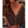 imagePRETTYGARDEN Womens Dressy Casual Lace Blouse Long Sleeve Button Up Shirts Tops Fall Fashion ClothesCoffee