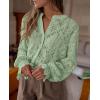 imagePRETTYGARDEN Womens Dressy Casual Lace Blouse Long Sleeve Button Up Shirts Tops Fall Fashion ClothesDusty Green