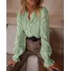 imagePRETTYGARDEN Womens Dressy Casual Lace Blouse Long Sleeve Button Up Shirts Tops Fall Fashion ClothesDusty Green