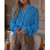 imagePRETTYGARDEN Womens Dressy Casual Lace Blouse Long Sleeve Button Up Shirts Tops Fall Fashion ClothesGrey Blue