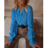imagePRETTYGARDEN Womens Dressy Casual Lace Blouse Long Sleeve Button Up Shirts Tops Fall Fashion ClothesGrey Blue