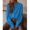 imagePRETTYGARDEN Womens Dressy Casual Lace Blouse Long Sleeve Button Up Shirts Tops Fall Fashion ClothesGrey Blue