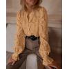 imagePRETTYGARDEN Womens Dressy Casual Lace Blouse Long Sleeve Button Up Shirts Tops Fall Fashion ClothesKhaki