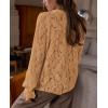 imagePRETTYGARDEN Womens Dressy Casual Lace Blouse Long Sleeve Button Up Shirts Tops Fall Fashion ClothesKhaki