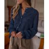 imagePRETTYGARDEN Womens Dressy Casual Lace Blouse Long Sleeve Button Up Shirts Tops Fall Fashion ClothesNavy