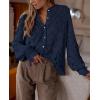 imagePRETTYGARDEN Womens Dressy Casual Lace Blouse Long Sleeve Button Up Shirts Tops Fall Fashion ClothesNavy