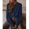 imagePRETTYGARDEN Womens Dressy Casual Lace Blouse Long Sleeve Button Up Shirts Tops Fall Fashion ClothesNavy