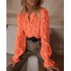 imagePRETTYGARDEN Womens Dressy Casual Lace Blouse Long Sleeve Button Up Shirts Tops Fall Fashion ClothesOrange