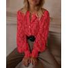 imagePRETTYGARDEN Womens Dressy Casual Lace Blouse Long Sleeve Button Up Shirts Tops Fall Fashion ClothesRed