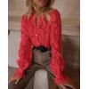 imagePRETTYGARDEN Womens Dressy Casual Lace Blouse Long Sleeve Button Up Shirts Tops Fall Fashion ClothesRed