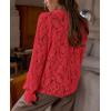 imagePRETTYGARDEN Womens Dressy Casual Lace Blouse Long Sleeve Button Up Shirts Tops Fall Fashion ClothesRed