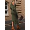 imagePRETTYGARDEN Womens Fall 2 Piece Outfits Bodycon Maxi Tank Pullover Sweater Dress And Long Sleeve Cropped Cardigan Knit SetsArmy Green