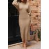 imagePRETTYGARDEN Womens Fall 2 Piece Outfits Bodycon Maxi Tank Pullover Sweater Dress And Long Sleeve Cropped Cardigan Knit SetsBeige