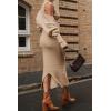 imagePRETTYGARDEN Womens Fall 2 Piece Outfits Bodycon Maxi Tank Pullover Sweater Dress And Long Sleeve Cropped Cardigan Knit SetsBeige