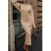 imagePRETTYGARDEN Womens Fall 2 Piece Outfits Bodycon Maxi Tank Pullover Sweater Dress And Long Sleeve Cropped Cardigan Knit SetsBeige