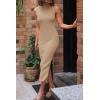 imagePRETTYGARDEN Womens Fall 2 Piece Outfits Bodycon Maxi Tank Pullover Sweater Dress And Long Sleeve Cropped Cardigan Knit SetsBeige