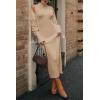 imagePRETTYGARDEN Womens Fall 2 Piece Outfits Bodycon Maxi Tank Pullover Sweater Dress And Long Sleeve Cropped Cardigan Knit SetsBeige