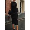 imagePRETTYGARDEN Womens Fall 2 Piece Outfits Bodycon Maxi Tank Pullover Sweater Dress And Long Sleeve Cropped Cardigan Knit SetsBlack