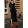 imagePRETTYGARDEN Womens Fall 2 Piece Outfits Bodycon Maxi Tank Pullover Sweater Dress And Long Sleeve Cropped Cardigan Knit SetsBlack