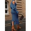 imagePRETTYGARDEN Womens Fall 2 Piece Outfits Bodycon Maxi Tank Pullover Sweater Dress And Long Sleeve Cropped Cardigan Knit SetsBlue