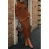 imagePRETTYGARDEN Womens Fall 2 Piece Outfits Bodycon Maxi Tank Pullover Sweater Dress And Long Sleeve Cropped Cardigan Knit SetsCaramel