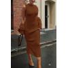 imagePRETTYGARDEN Womens Fall 2 Piece Outfits Bodycon Maxi Tank Pullover Sweater Dress And Long Sleeve Cropped Cardigan Knit SetsCaramel