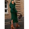 imagePRETTYGARDEN Womens Fall 2 Piece Outfits Bodycon Maxi Tank Pullover Sweater Dress And Long Sleeve Cropped Cardigan Knit SetsDark Green