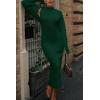 imagePRETTYGARDEN Womens Fall 2 Piece Outfits Bodycon Maxi Tank Pullover Sweater Dress And Long Sleeve Cropped Cardigan Knit SetsDark Green
