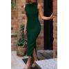 imagePRETTYGARDEN Womens Fall 2 Piece Outfits Bodycon Maxi Tank Pullover Sweater Dress And Long Sleeve Cropped Cardigan Knit SetsDark Green