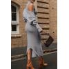 imagePRETTYGARDEN Womens Fall 2 Piece Outfits Bodycon Maxi Tank Pullover Sweater Dress And Long Sleeve Cropped Cardigan Knit SetsGrey