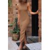 imagePRETTYGARDEN Womens Fall 2 Piece Outfits Bodycon Maxi Tank Pullover Sweater Dress And Long Sleeve Cropped Cardigan Knit SetsKhaki