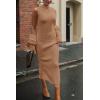 imagePRETTYGARDEN Womens Fall 2 Piece Outfits Bodycon Maxi Tank Pullover Sweater Dress And Long Sleeve Cropped Cardigan Knit SetsKhaki