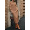 imagePRETTYGARDEN Womens Fall 2 Piece Outfits Bodycon Maxi Tank Pullover Sweater Dress And Long Sleeve Cropped Cardigan Knit SetsKhaki