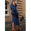 imagePRETTYGARDEN Womens Fall 2 Piece Outfits Bodycon Maxi Tank Pullover Sweater Dress And Long Sleeve Cropped Cardigan Knit SetsNavy