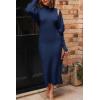 imagePRETTYGARDEN Womens Fall 2 Piece Outfits Bodycon Maxi Tank Pullover Sweater Dress And Long Sleeve Cropped Cardigan Knit SetsNavy