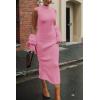 imagePRETTYGARDEN Womens Fall 2 Piece Outfits Bodycon Maxi Tank Pullover Sweater Dress And Long Sleeve Cropped Cardigan Knit SetsPink