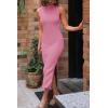 imagePRETTYGARDEN Womens Fall 2 Piece Outfits Bodycon Maxi Tank Pullover Sweater Dress And Long Sleeve Cropped Cardigan Knit SetsPink