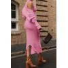 imagePRETTYGARDEN Womens Fall 2 Piece Outfits Bodycon Maxi Tank Pullover Sweater Dress And Long Sleeve Cropped Cardigan Knit SetsPink