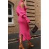imagePRETTYGARDEN Womens Fall 2 Piece Outfits Bodycon Maxi Tank Pullover Sweater Dress And Long Sleeve Cropped Cardigan Knit SetsRose Red