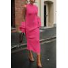 imagePRETTYGARDEN Womens Fall 2 Piece Outfits Bodycon Maxi Tank Pullover Sweater Dress And Long Sleeve Cropped Cardigan Knit SetsRose Red