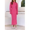 imagePRETTYGARDEN Womens Fall 2 Piece Outfits Bodycon Maxi Tank Pullover Sweater Dress And Long Sleeve Cropped Cardigan Knit SetsRose Red
